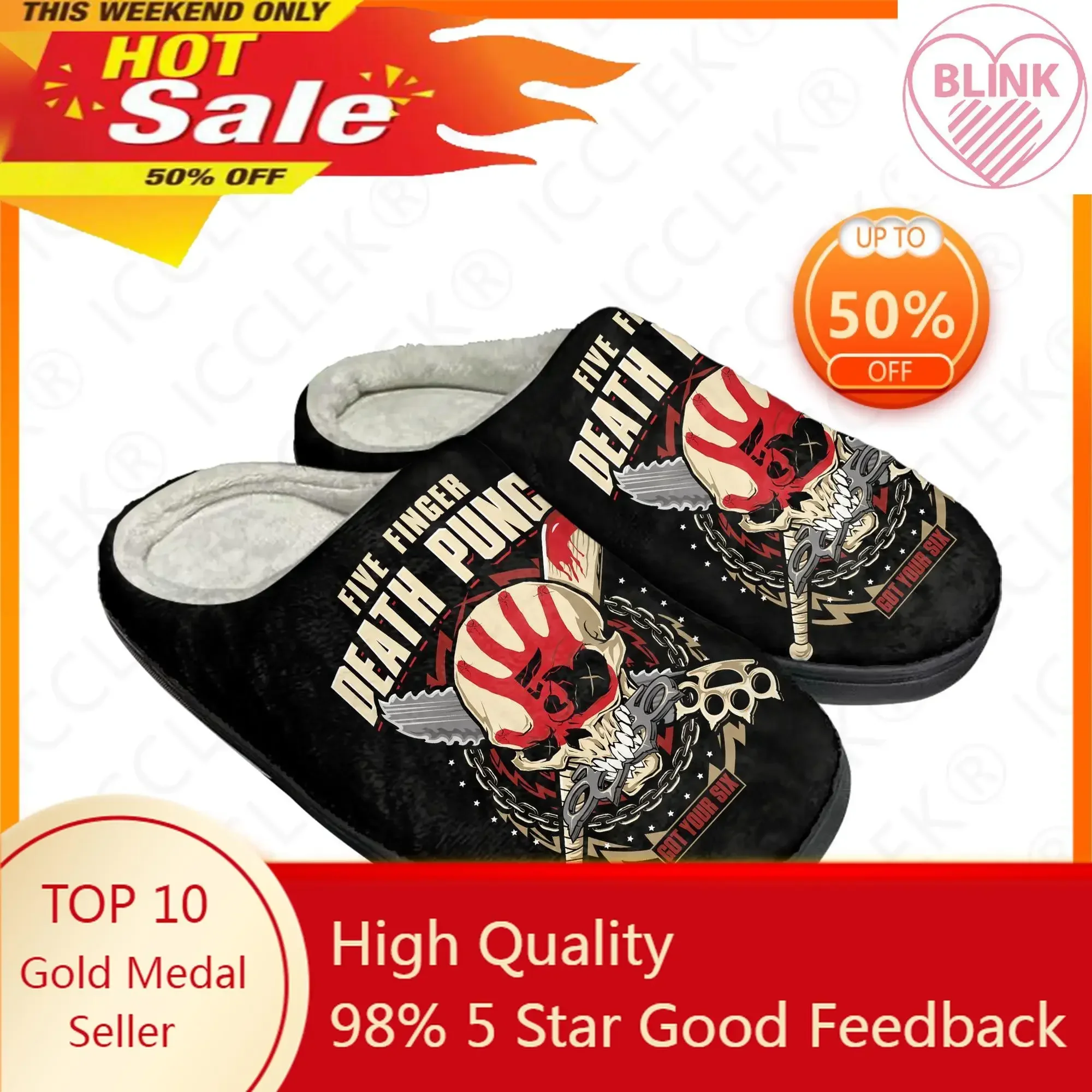 

Five Finger Death Punch Home Cotton Custom Slippers Mens Womens Sandals Plush Rock Band Casual Keep Warm Shoes Thermal Slipper