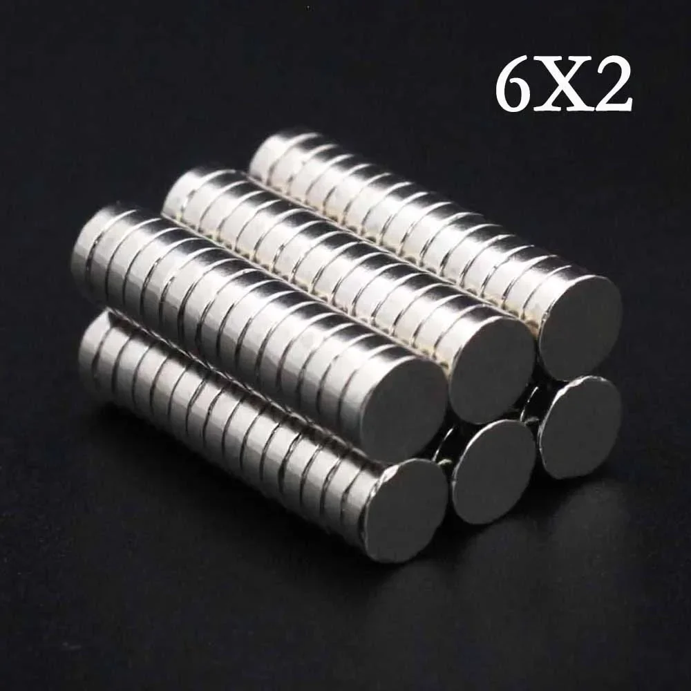 20/30/50/80/100 Uds 6x2 imán de neodimio 6mm x 2mm N35 NdFeB redondo súper potente disco magnético permanente fuerte 6*2