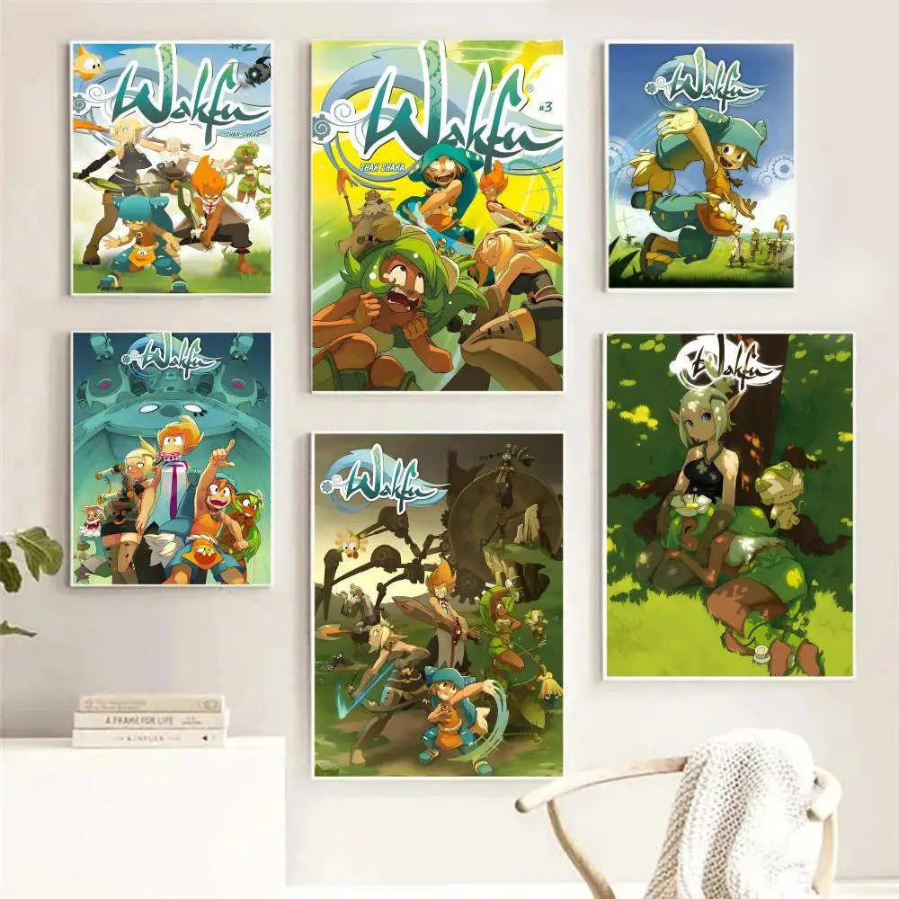 لعبة فيديو جميلة W-wakfu ملصق مقاوم للماء قماش الفن التجاعيد الحرة الجدار الشنق للمنزل غرفة المعيشة ديكور غرفة نوم