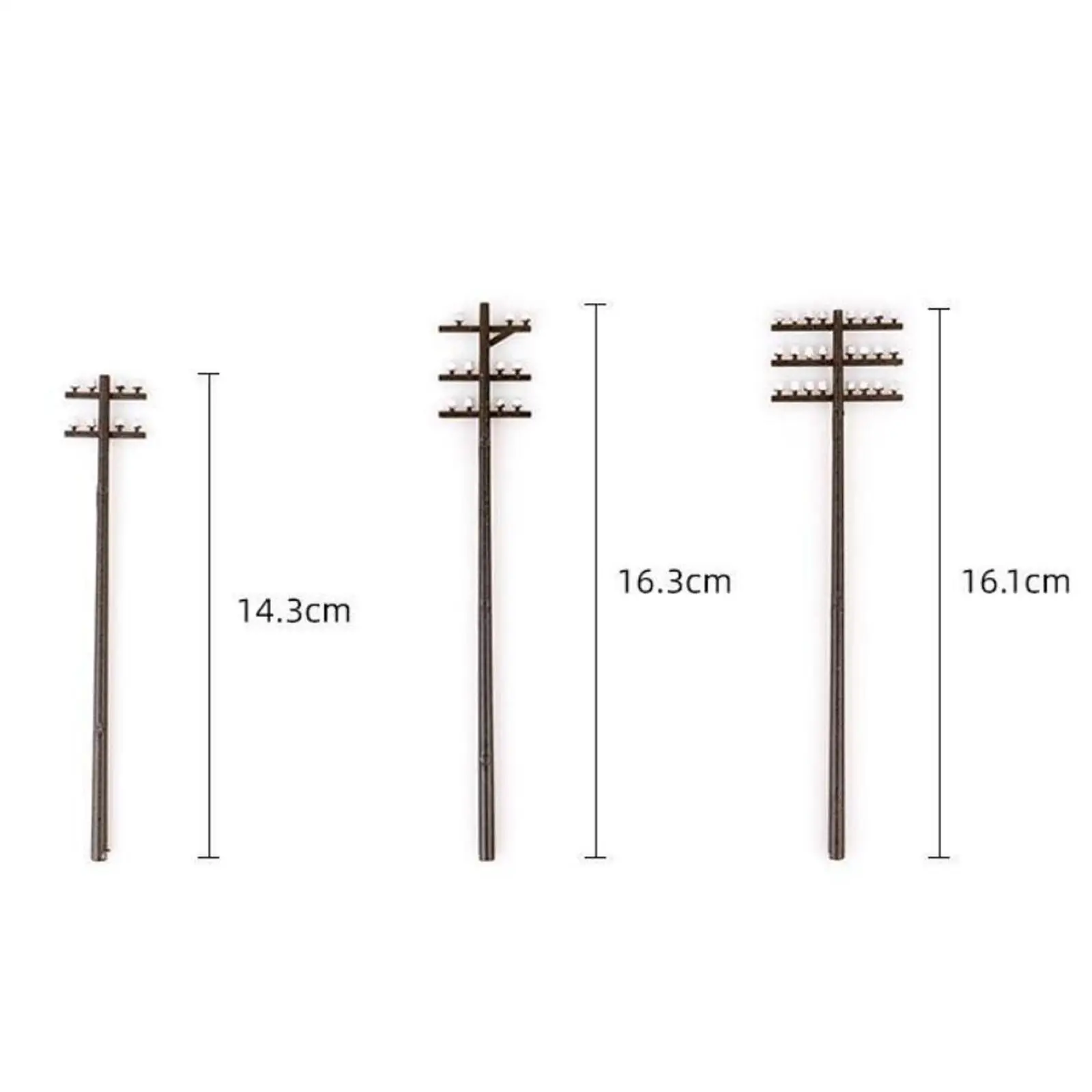 3Pcs 1:42 Mini pali telefonici in miniatura per LAYOUT di architettura del treno O Scale