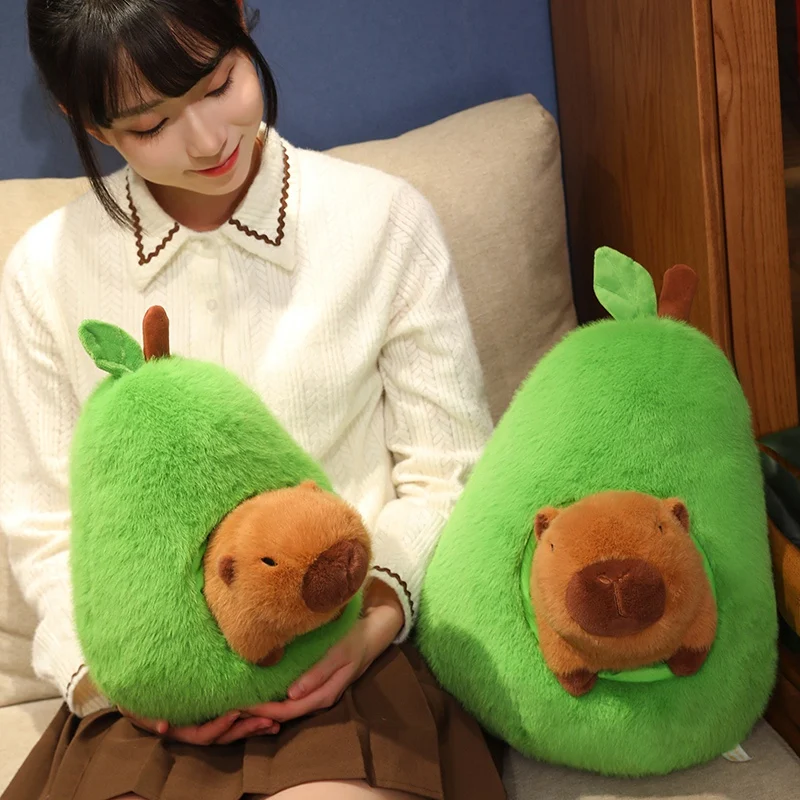 ในสต็อกน่ารัก Capybara Plush ของเล่น Plush Creative Avocado หมอนตกแต่งห้องที่ถอดออกได้ของเล่นสาววันเกิด/คริสต์มาสของขวัญ