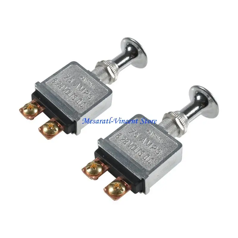 

A70F 75Amp Push Pull Switches Heavy Duty On-Offs Metal Knob 6V-28V Pull Out Switch