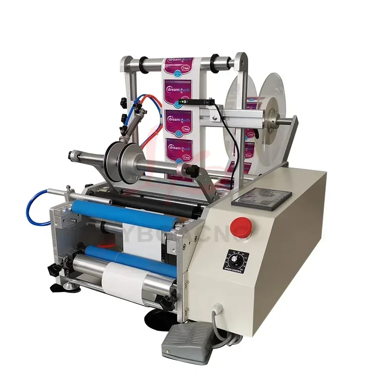 Self-Adhesive Pneumatic Semi-Auto Bottle Labeling Wrapping Machine -190 220V/110V Touch Screen Controller Option Available