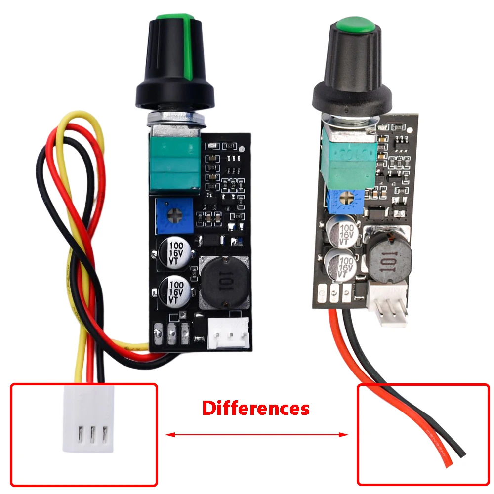 DC 5-12V Adjustable PWM Fan Speed Controller Module with Knob Switch 2/3 Wire fan Speed Governor Noise Reduction Can Shut Down