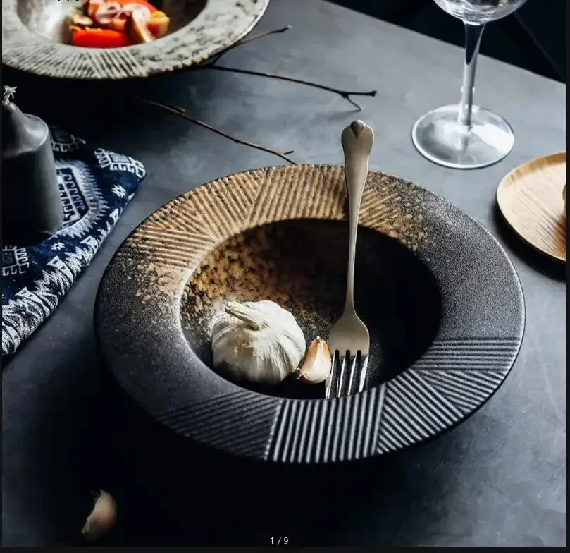 

European Ceramics Straw Hat Dinner Plate Soup Bowl Western Tableware Pasta Dish Restaurant Decorative Plate Kitchen Tableware