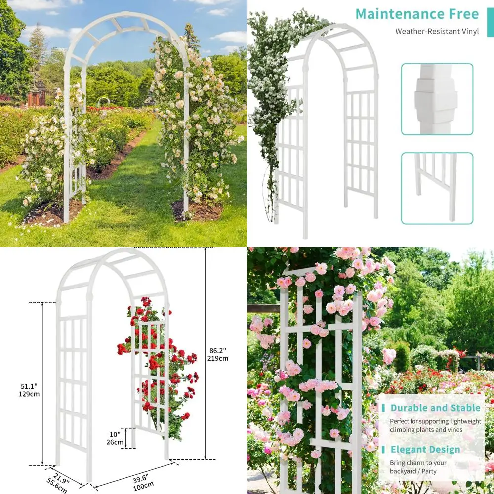

PVC Garden Arbor with Trellis for Outdoor Weddings and Plant Climbing
