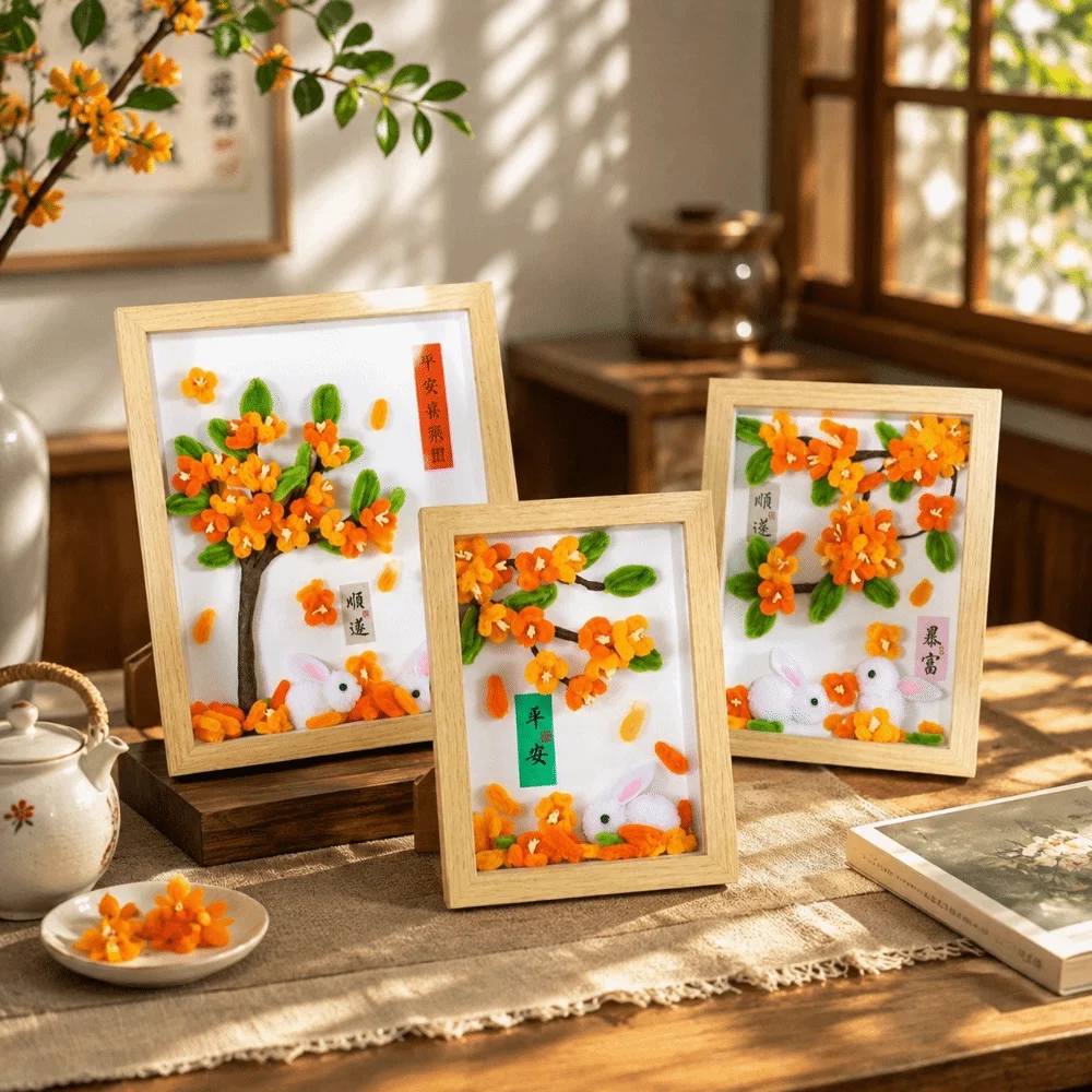 DIY Mid-Autumn Festival Gift Rabbit Flower Decorative Painting Handmade Gifts Osmanthus Tree Material Kit Desktop Ornaments