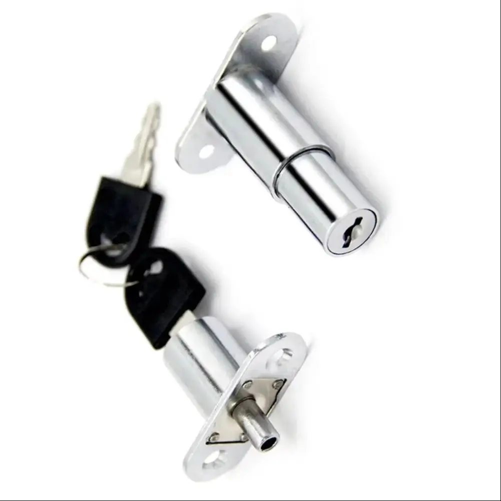 

1pc Home Sliding Door Closet Showcase Furniture Cylinder Head Plunger Lock With Keys Display Cabinet Door Locks Furniture
