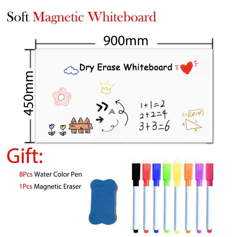 45*90cm Magnetic Dry Erase Whiteboard Refrigerator Magnet for Office School Teaching with Magnets and Marker