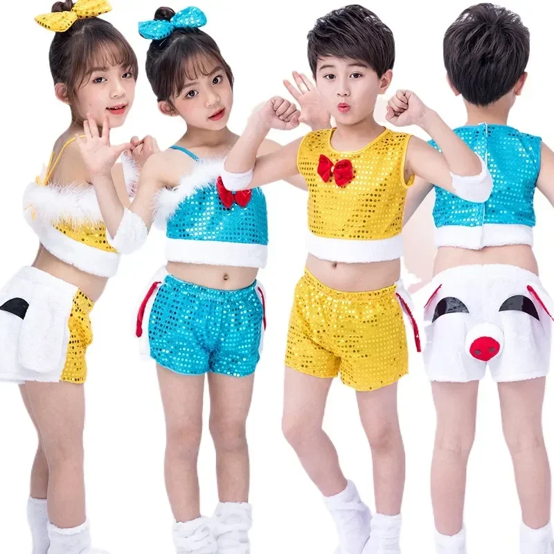 

Dance kids Performance Children's Little Pig Animal Clothing Stage holographic jazz children girls