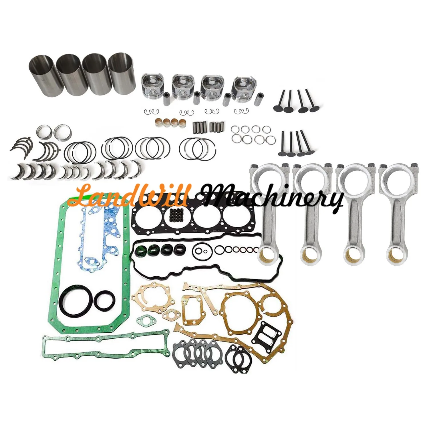 Overhaul Rebuild Kit + 4pcs Connecting Rod Fits For Hino N04CT Engine