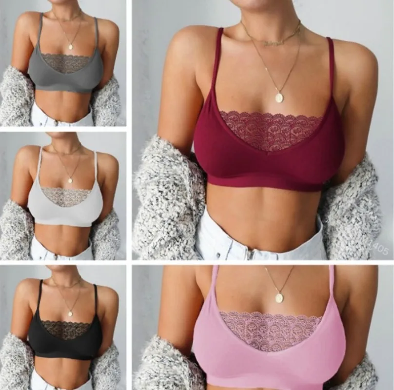 Sutiã de renda francês sexy para mulheres, parte superior sem costura, espartilho, roupa interior sem fio, íntimas femininas, parte superior do tubo bordado