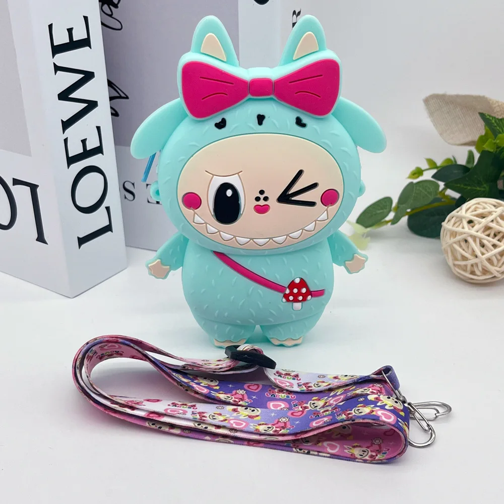 Novo estilo labubu bolsa de troca de silicone infantil fofa armazenamento de roupas de menina com mensageiro elegante para crianças