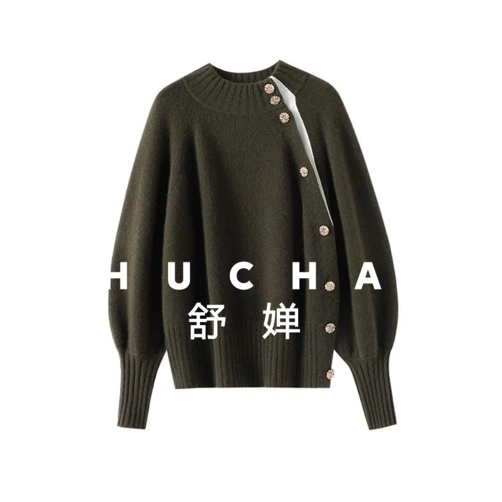 

Новинка, рубашка из 100% кашемира, женский кардиган, нишевый дизайн, вязаный кардиган Blusa Inverno Feminina, свитер Mujer