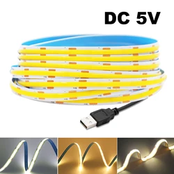 Super Bright USB DC5V COB Led Light Strip 320LED/m High Density Flexible Linear Lighting Warm/Natural/White 50cm 1m 2m 3m 4m 5m