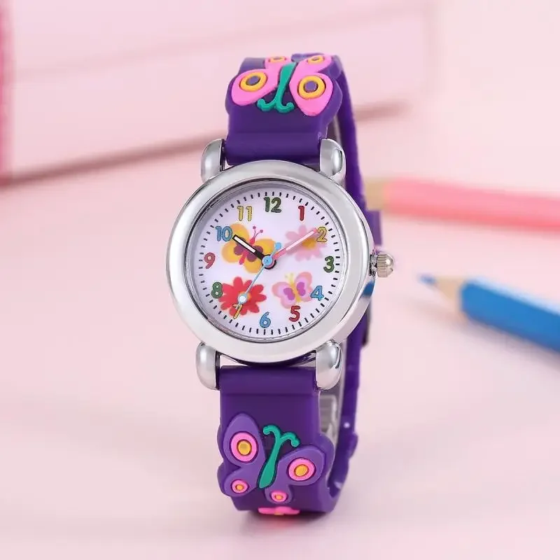 Montre de sport à quartz papillon coloré pour enfants, montre-bracelet pour enfants, dessin animé à la mode, cadeau de nouvel an, garçon, fille, tout-petit