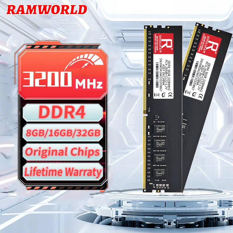 RAMWORLD DDR4 16GB 8GB 4GB 2133MHz 2400MHz 2666MHz 3200MHz Desktop Memoria Ram PC4 CL16/17/19/22 1.2V  DIMM Memory Computer RAM