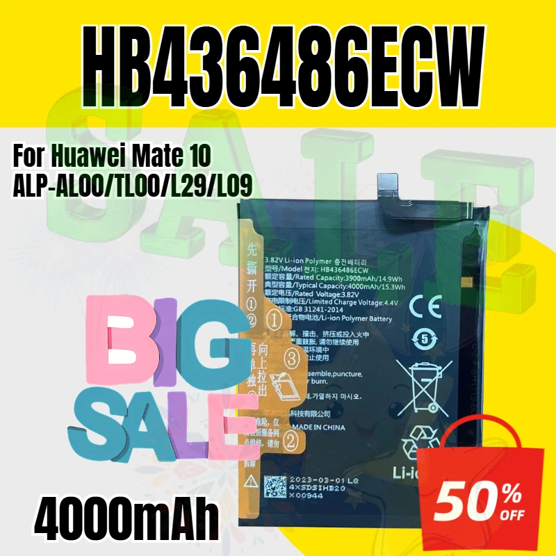 HB436486ECW Battery for Huawei Mate 10 ALP-AL00/TL00/L29/L09 Mobile Phone Batteries 4000mAh