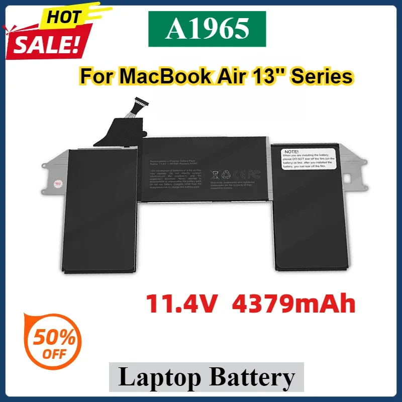 

4379 мАч A1965 Аккумулятор для ноутбука MacBook Air 13 дюймов Модель A1932 A2179 Замена аккумулятора 2018 2019 2020 версия EMC 3184 3302