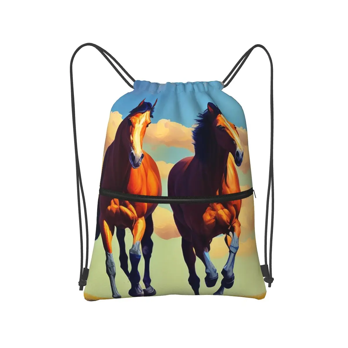 

Running Horse And Equestrian Backpacks Casual Drawstring Bags Sports Bag Book Bags for Man Woman School