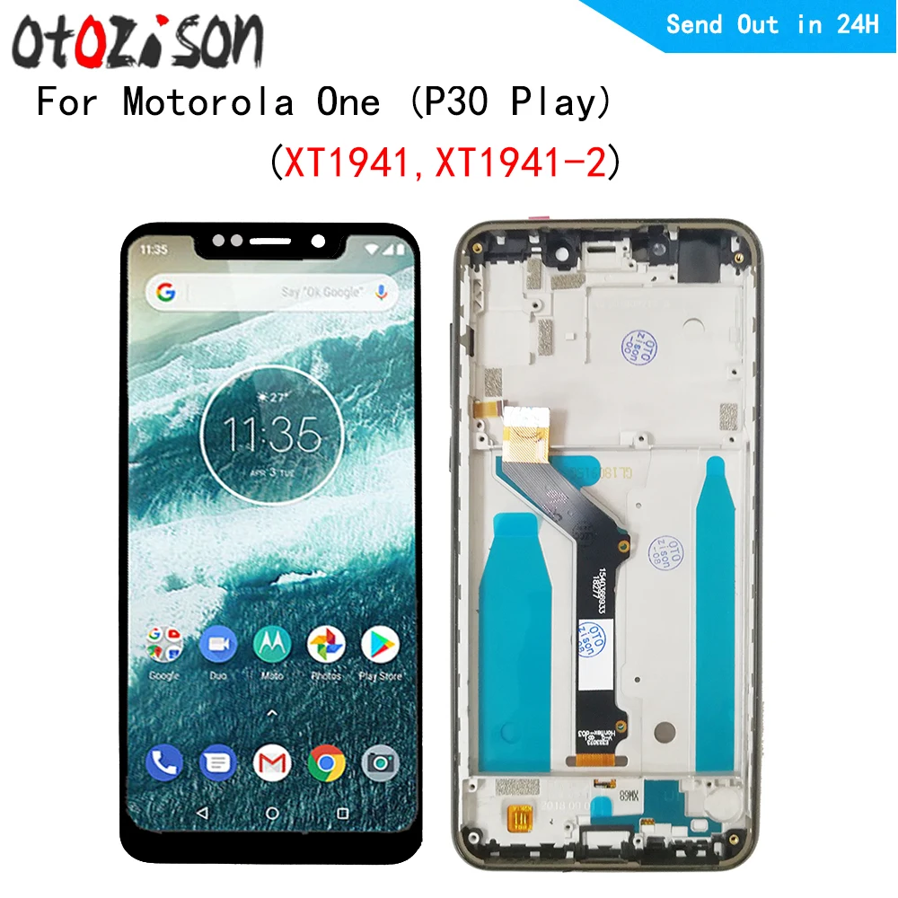 Display For Motorola Moto One Power Action Hyper Fusion Plus Vision LCD With Frame LCD Screen Touch Panel Digitizer Assembly