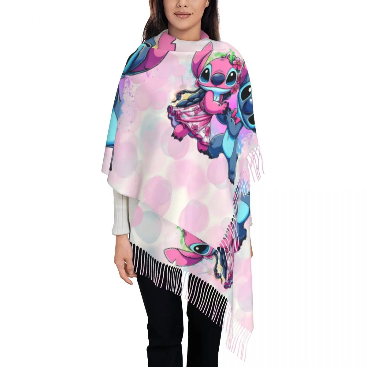 Custom Wallpaper Angel Stich Tassel Scarf Women Soft Shawls Wraps Ladies Winter Fall Scarves