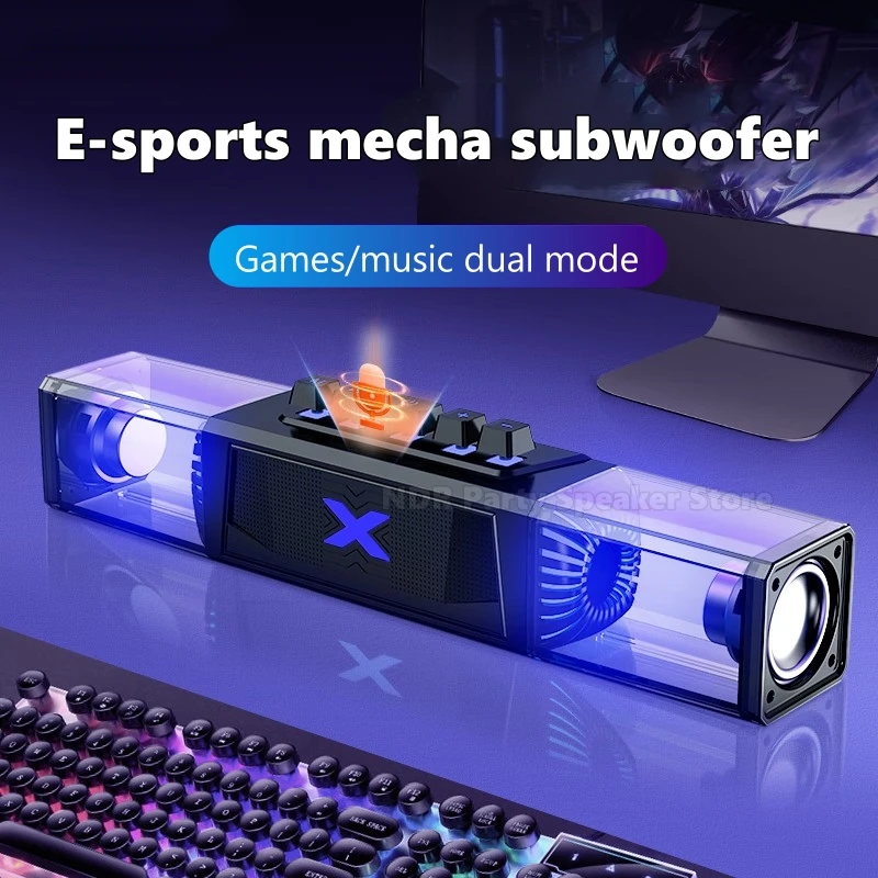 

Hot Sale RGB Mecha Computer Speakers High Sound Quality Gaming Desktop Computer Audio Subwoofer Wireless Bluetooth Player