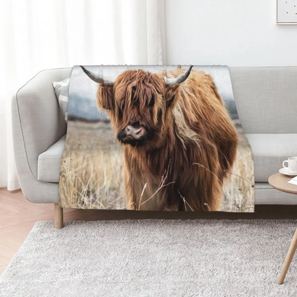 Highland Cow Portrait Throw Blanket Fashion Sofas decorative Extra Large Throw Heavy Summer Beddings Blankets
