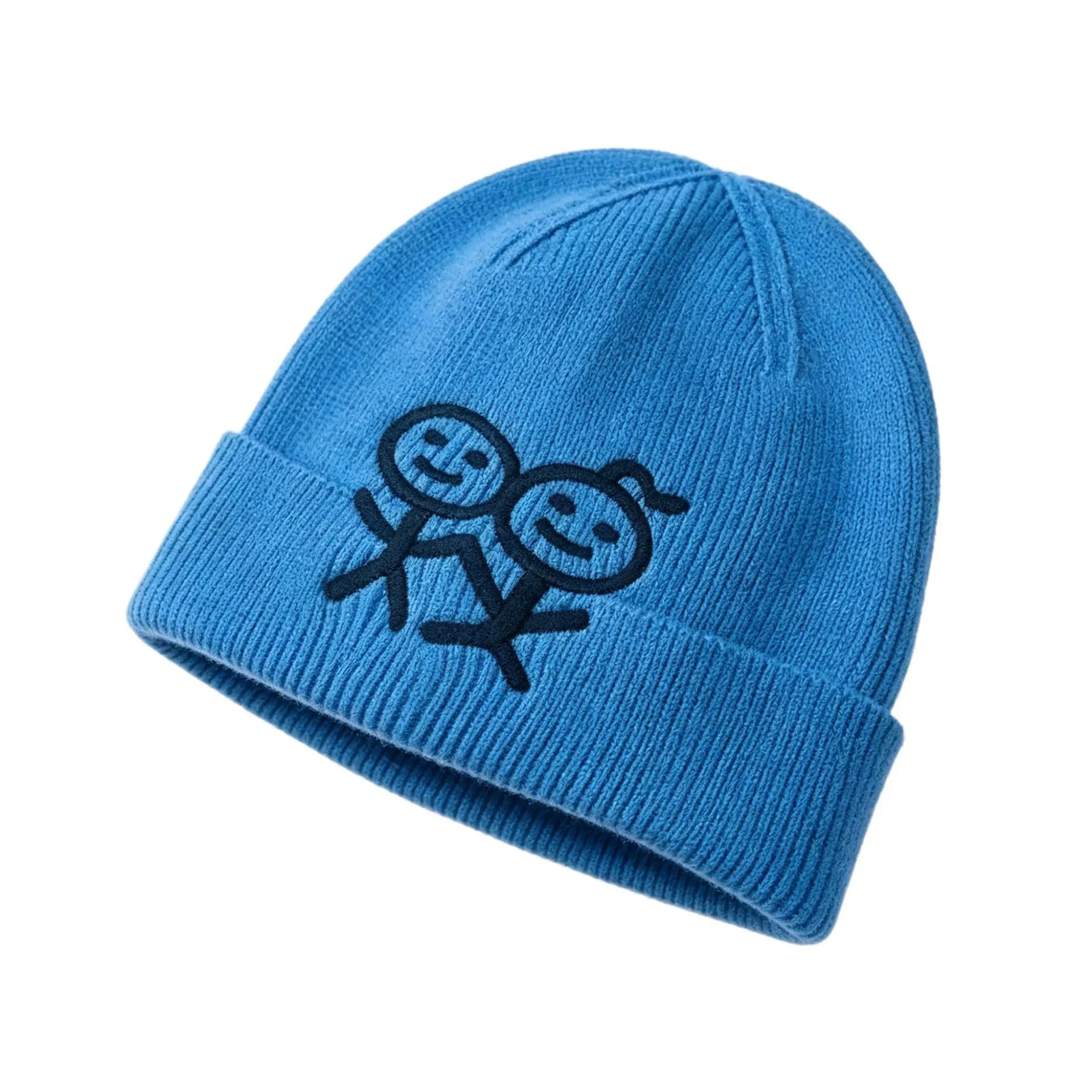 Cartoon Embroidery Knit Beanie Hat Unisex Ribbed Cuffed Warm Soft Hip Hop Trendy Winter Hat for Men Women Outdoor Skate Gift
