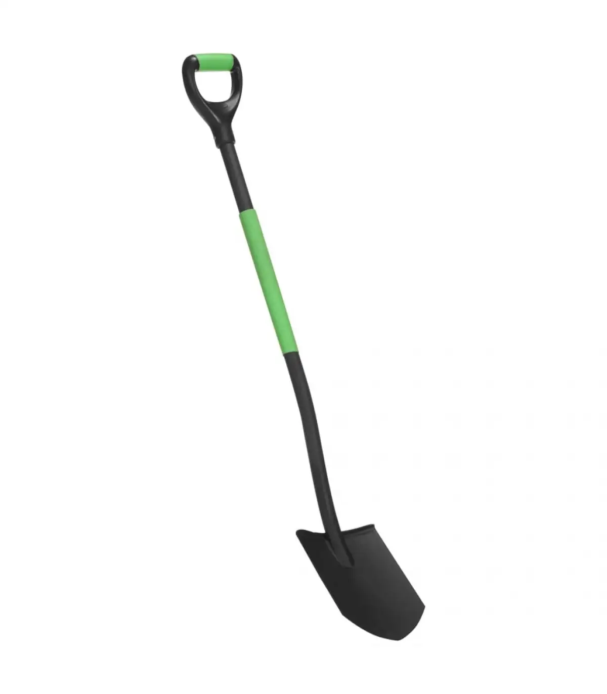 Steel D grip garden tip shovel and spikes