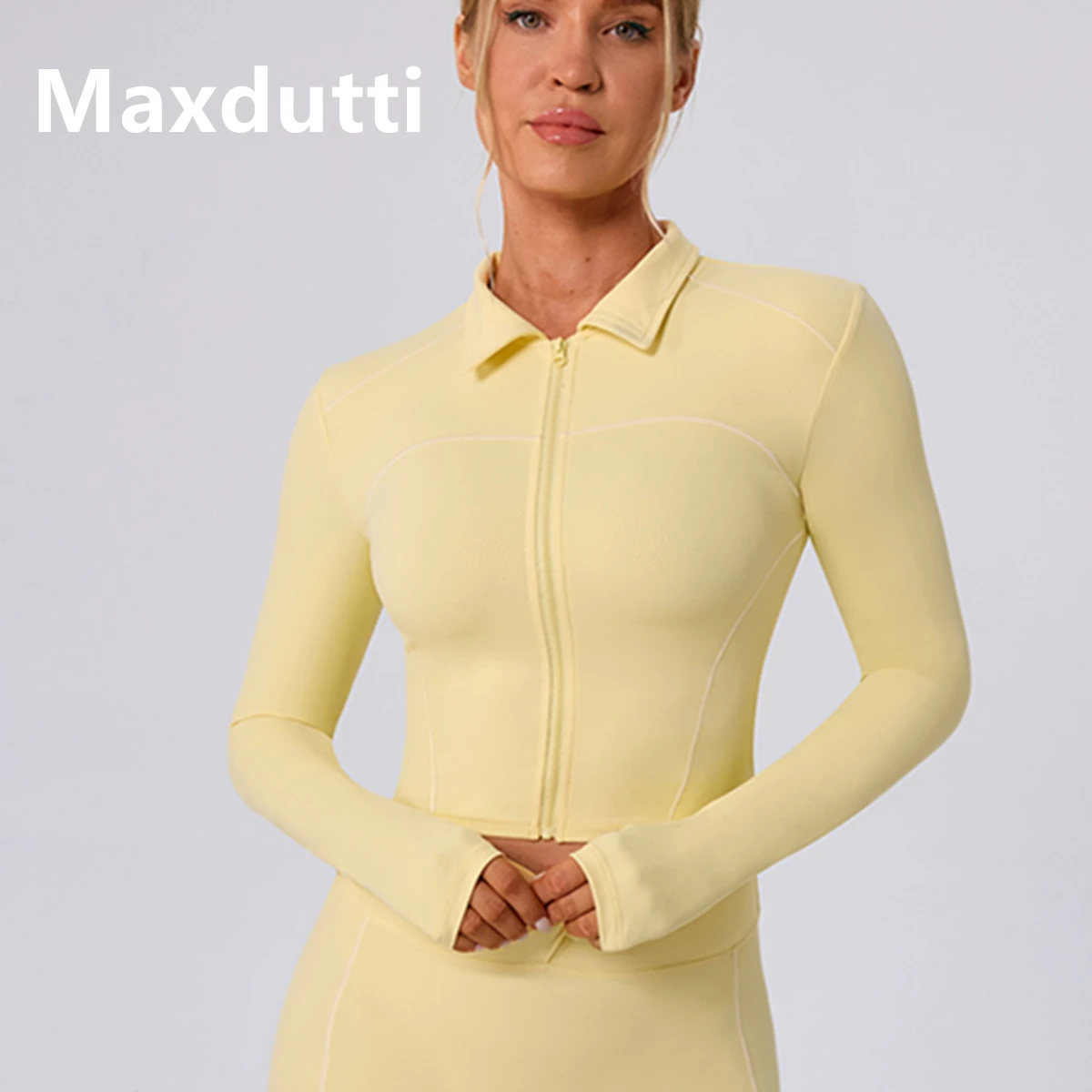 Maxdutti 2026Yoga Jacket Cycling Zipper Windproof Slim Fit Jacket High Elasticity Breathable Outdoor Sports Running Fitness Tops