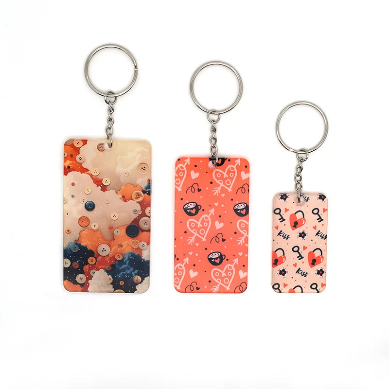 

DHL200pcs Sublimation DIY White Single Sided Blank Acrylic Rectangle Shaped Keychain