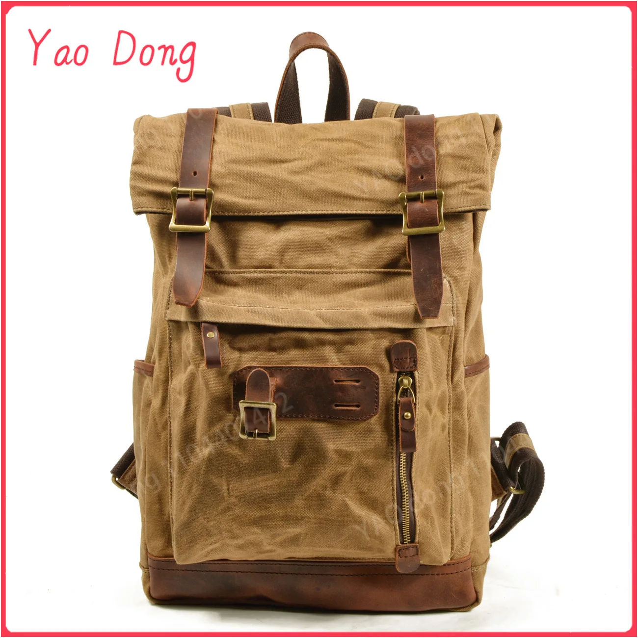 Yao Dong Canvas Backpack Men Outdoor Mountaineering Bag Knight Motorcycle Backpack Waterproof Breathable Army Fan Travel Bag