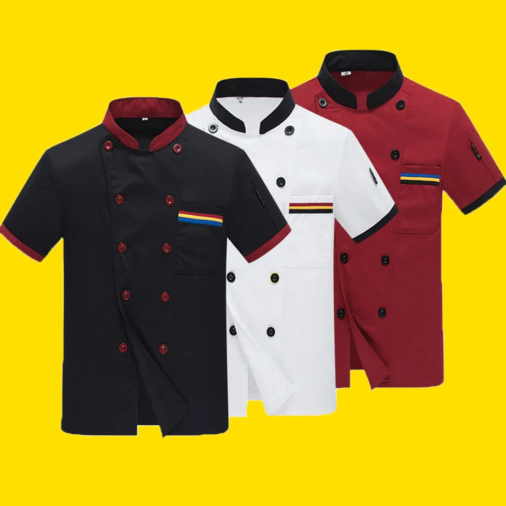 

Short Sleeve Jacket Breathable Oil Proof Wash Resistant Workwear For Restaurant Hotel Kitchen Staff Cooking