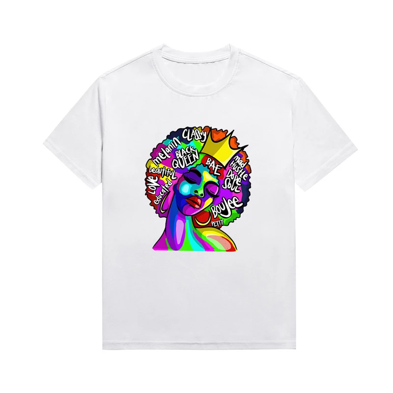 Afro Black Queen Melanin Tees Y2K Tops Watercolor Graphic Women Top Basic Style T Shirt Custom T Shirts