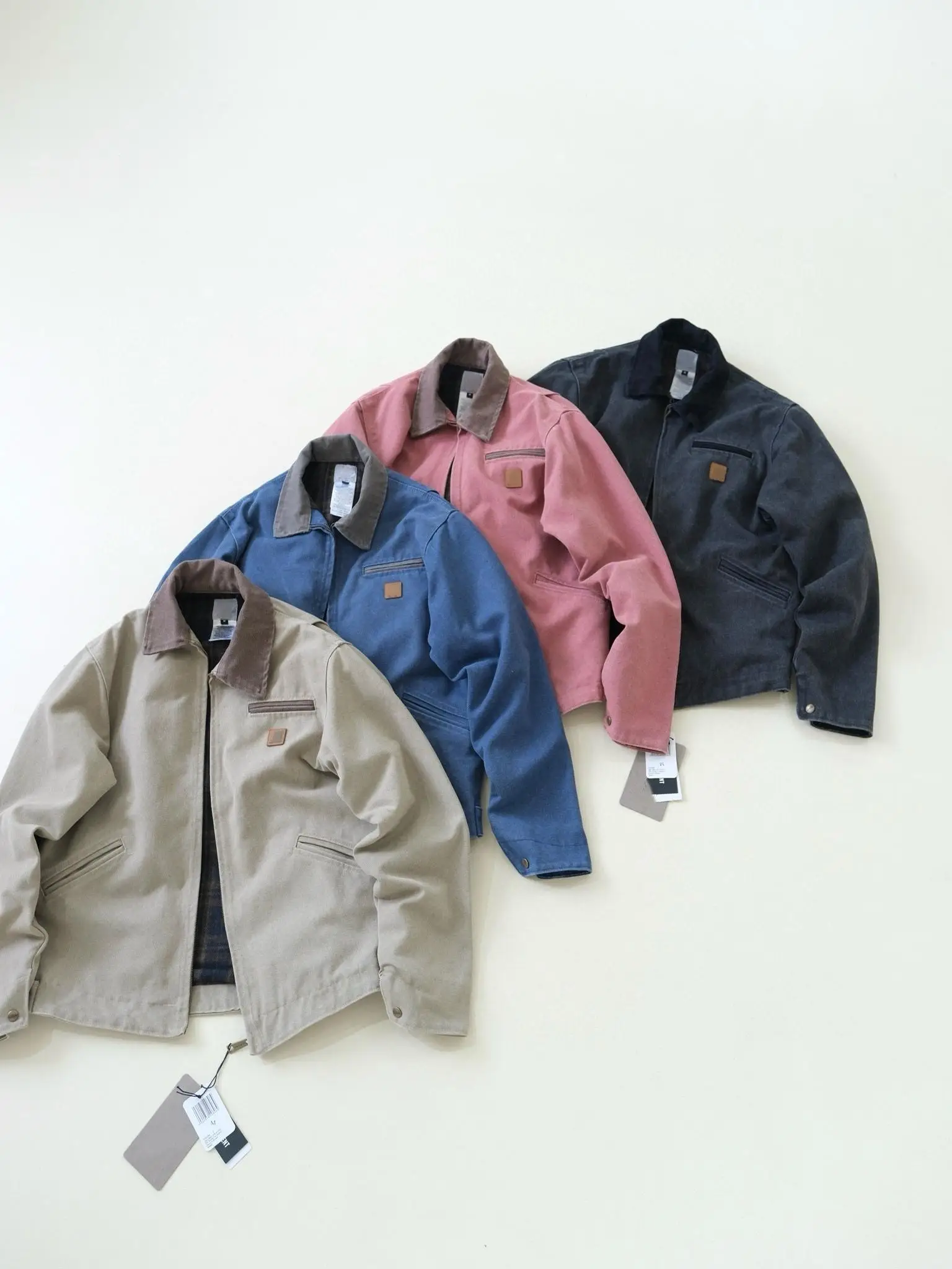 

American Retro Street Vintage J97 Detroit Mid-century Wax-dyed Leather Jaet Workwear Inner Patterned Design ex Coat