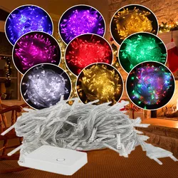 Guirlande lumineuse à lumière 100 LED, 10 m, pour Noël, mariage et fête, décoration, AC 110V 220 V, usage extérieur, imperméable, 9 couleurs différentes