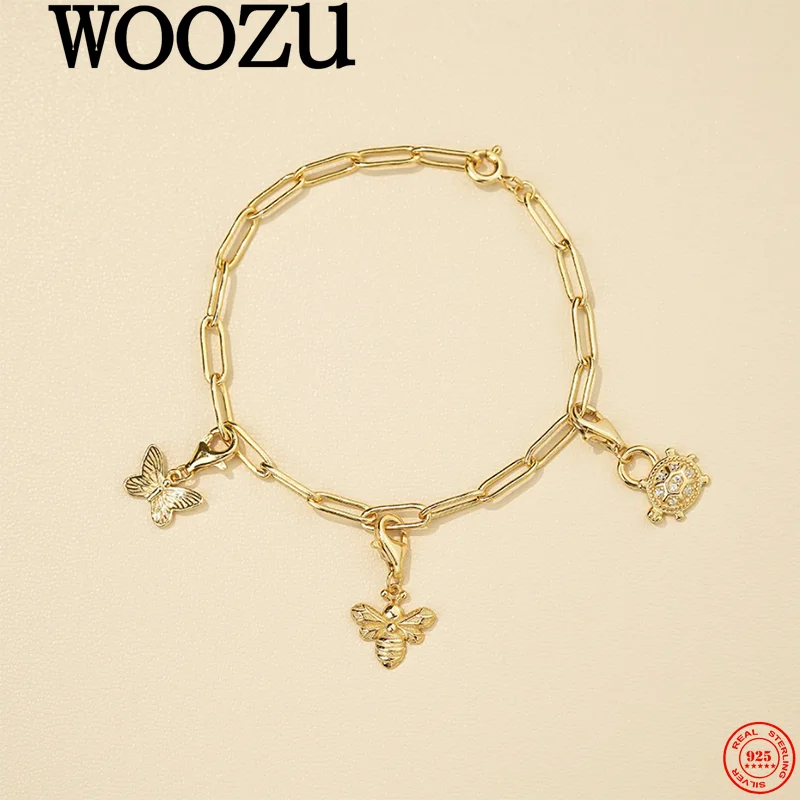 

WOOZU 925 Sterling Silver Luxury Design DIY Pendant Bracelets for Women Party Punk Neutral Delicate Summer Jewelry Accessories