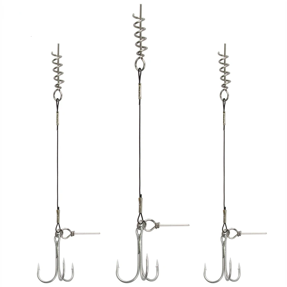 Spinpoler 3pcs חוט עקבות מנהיג קורקבורג חד משולש וו פיקי דיג אסדת עבור softait sweg lure ציוד אביזרים