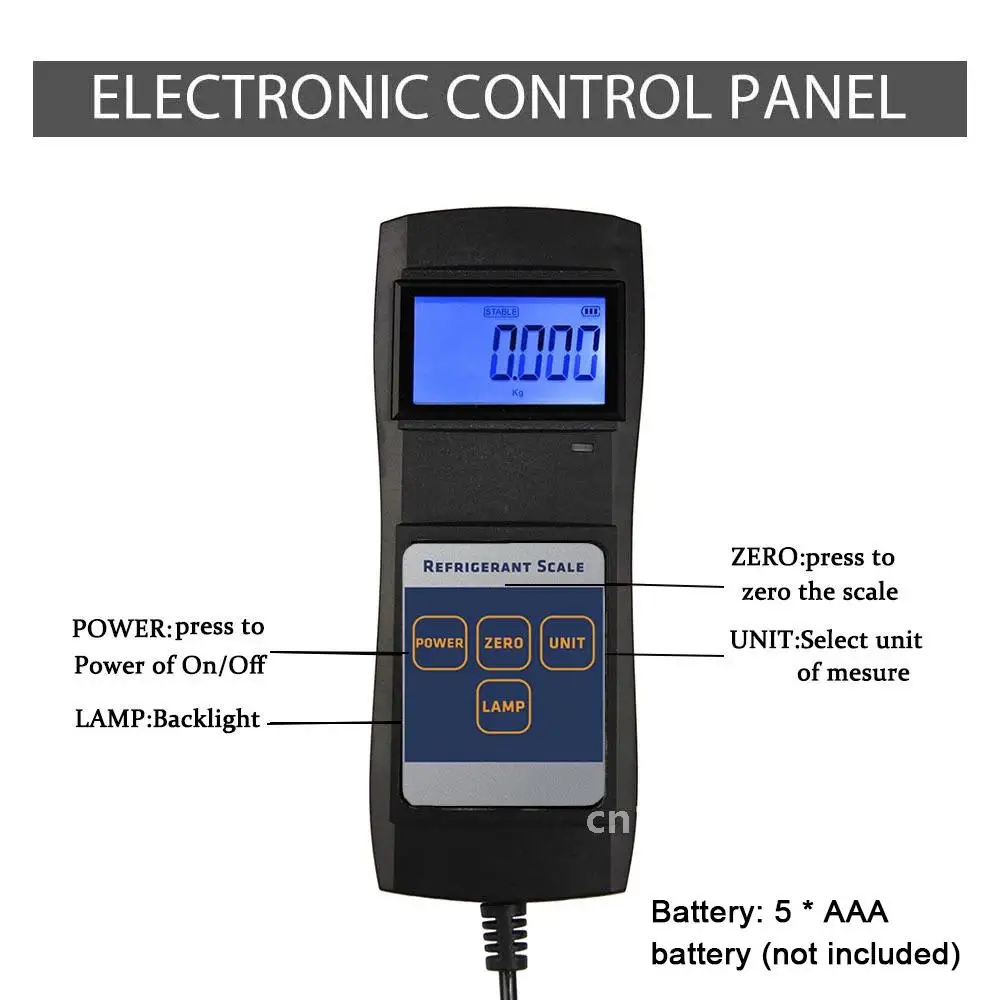 90kg Refrigerants Charging Scale High Precise Air Conditioning Electronic Weighing Device Digital LCD Display with Backlight