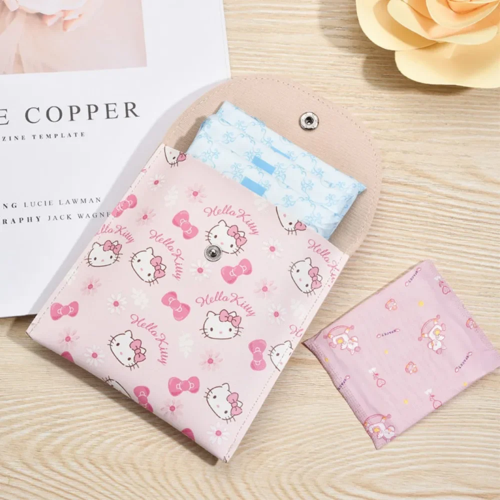 Serviette Hygiénique Portable Hello Kitty pour Fille, Périphérique de Dessin Animé, Accessoire Kawaii, Cadeau pour Étudiante