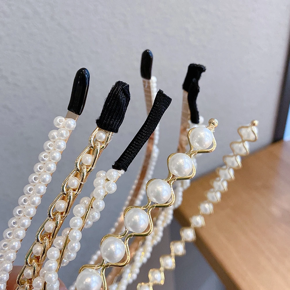 女性女の子ビーズ帽子韓国風フラワーパールヘッドバンドヘアアクセサリーヘアフープヘアバンド