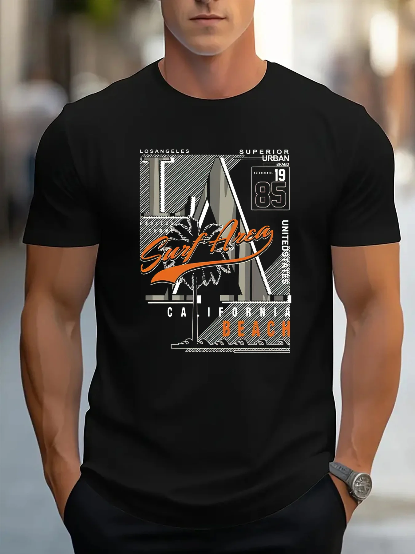 

Men's Breathable Cotton T Shirt Casual Sporty, Crew Neck Short Sleeve with Unique Letter Print Design