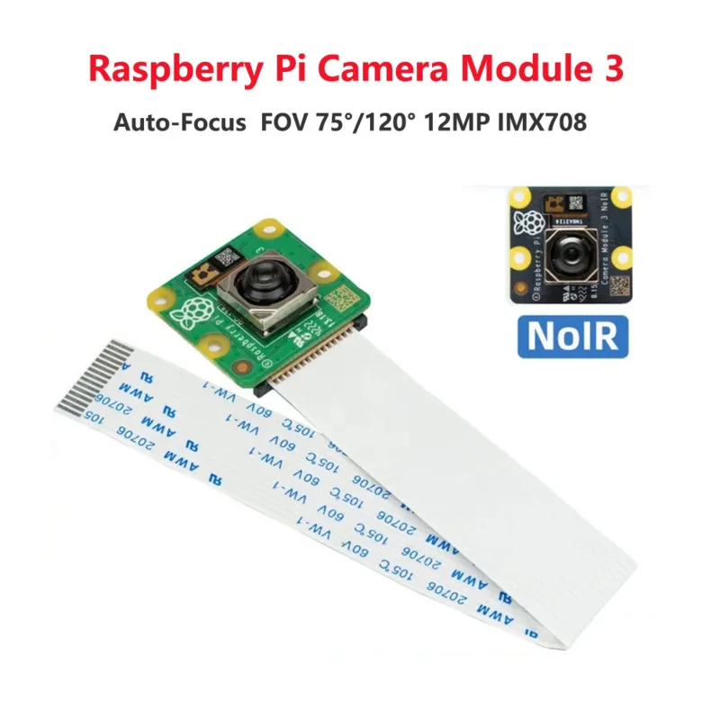 

Raspberry Pi Camera Module 3 IMX708 Auto-Focus 75°/120° FOV Highly Detailed Optional Optional NoIR Version for Pi 4B 3B 3B