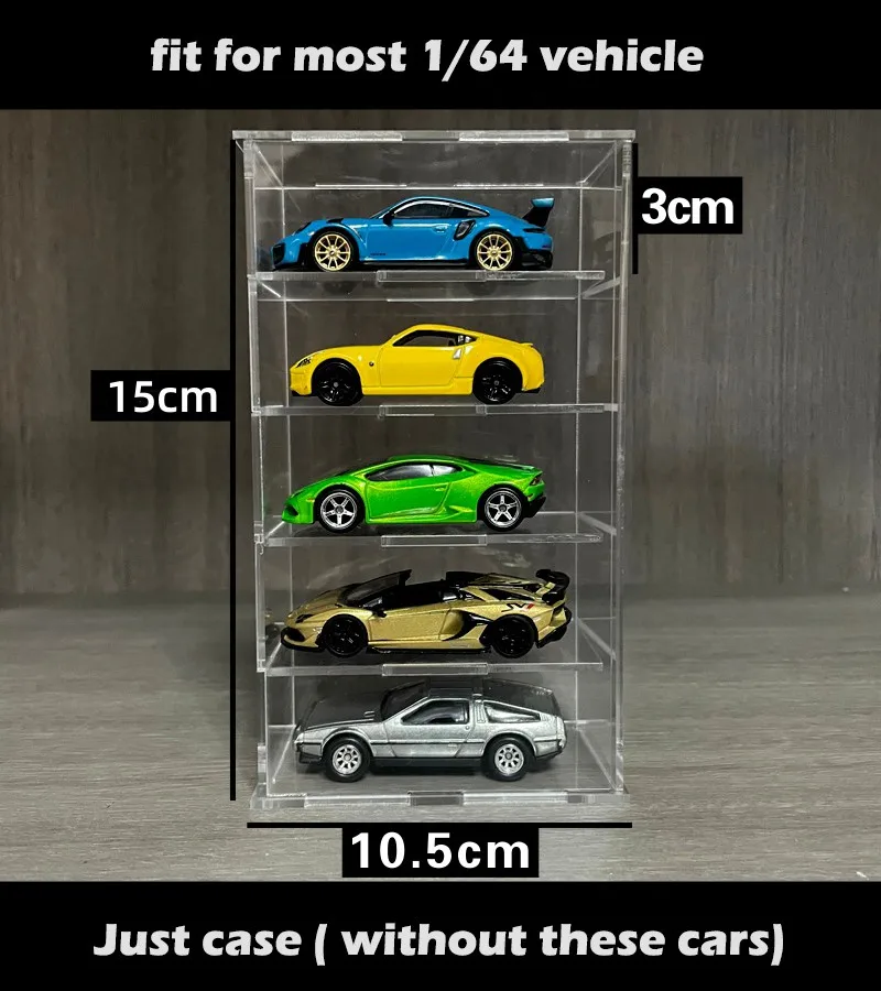 1/64 Model Cars Acrylic Display Case Fit for Mini Size MiniGT Tomica Required Assembly Proof Box Cabinet Toy Vehicles image 3