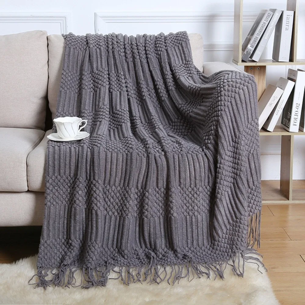 1pc Sofa Nap Blankets Textured Big Knitted Blankets Chunky Vintage Luxury Throw Bedspread Blanket Mantas De Punto 실용적인 니트 담요