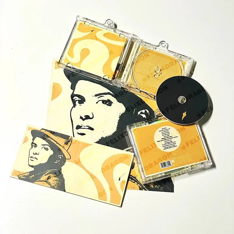 R&B Bruno Mars MINI Music CD Play Songs 24K Magic Album Unorthodox Jukebox Music Pendant Cosplay Necklace DIY Acrylic Key ring