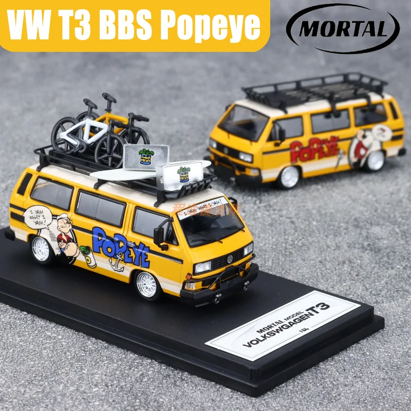مورتال 1/64 VW T3 BBS محور عجلات Popeye سبيكة موتور لعبة السيارة يموت الصب نموذج معدني جمع الصبي هدايا عيد الميلاد