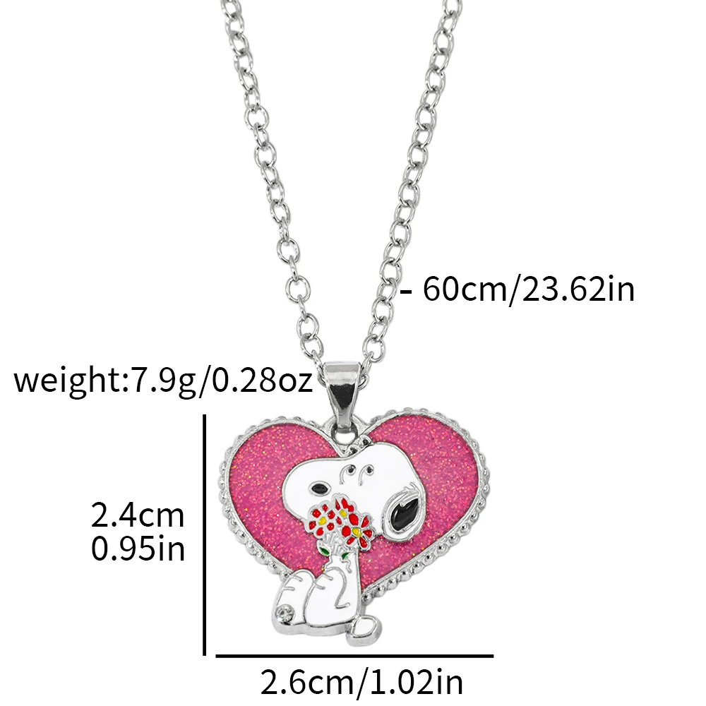 New Heart Snoopy Pendant Necklace with Diamonds, Light Luxury, High End, Sweater Chain, y2k Jewelry Accessories
