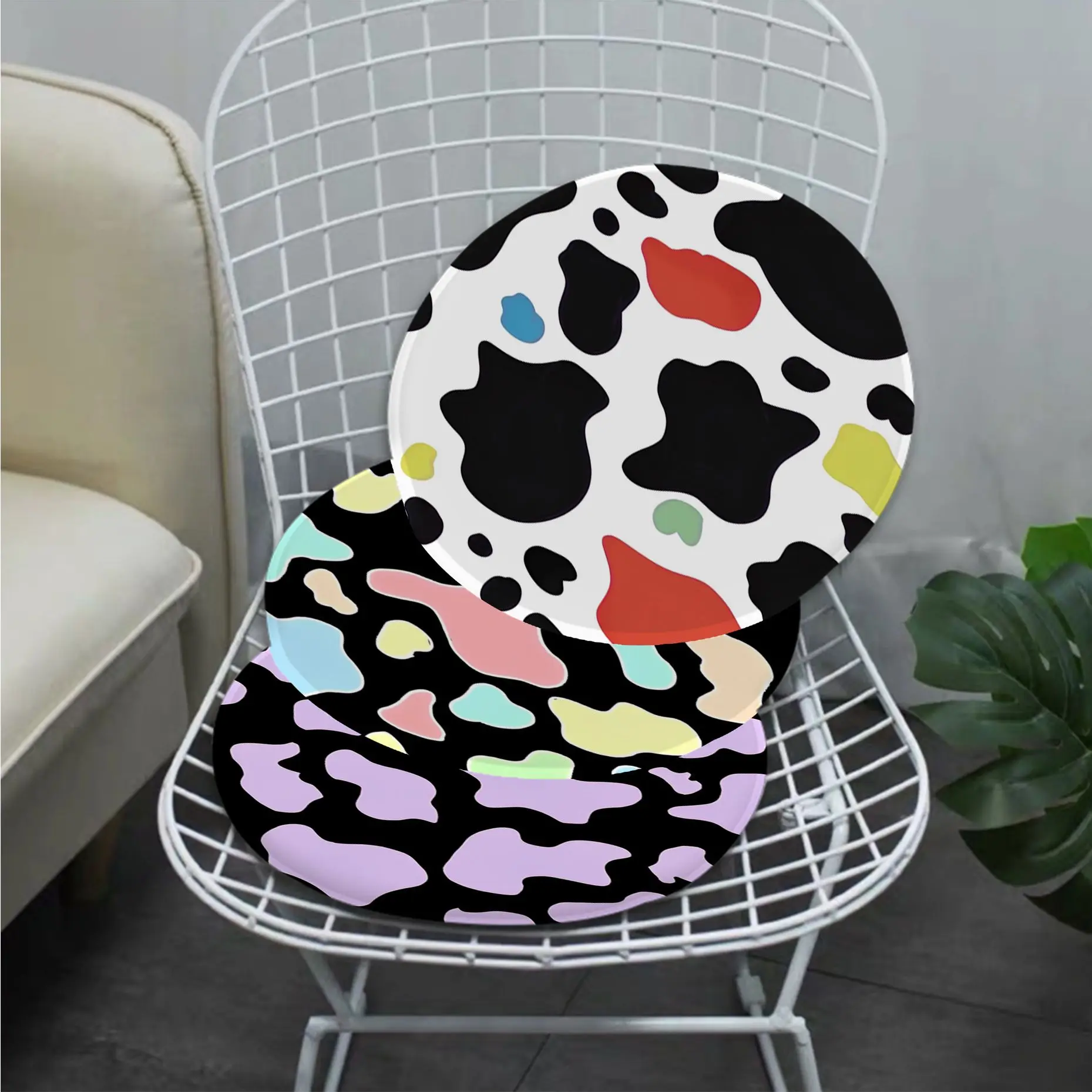 Cow Print Nordic Printing Seat Cushion Office Dining Stool Pad Sponge Sofa Mat Non-Slip Outdoor Garden Cushions